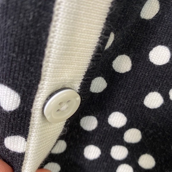 Talbots Polka Dot Button Down Cardigan Sweater 3/4 Sleeve Academia Office Soft - Picture 6 of 13